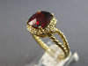 2CT DIAMOND & AAA GARNET 14KT YELLOW GOLD 3D CUSHION & ROUND FILIGREE LOVE RING