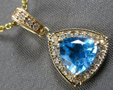 1.05CT DIAMOND & AAA BLUE TOPAZ 14K WHITE GOLD TRILLION & ROUND HALO FUN PENDANT