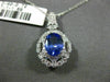ESTATE LARGE 2.41CT DIAMOND & AAA TANZANITE 18K WHITE GOLD OVAL FLOATING PENDANT