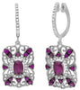 2.04CT DIAMOND & AAA RUBY 14KT WHITE GOLD 3D MULTI HEART SQUARE HANGING EARRINGS