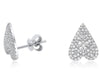 ESTATE .47CT DIAMOND 14KT WHITE GOLD 3D CLASSIC PAVE HEART LOVE STUD EARRINGS