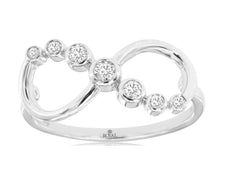 ESTATE .16CT DIAMOND 14KT WHITE GOLD ROUND GRADUATING JOURNEY INFINITY LOVE RING