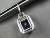 LARGE 6.32CT DIAMOND & AAA AMETHYST 14KT WHITE GOLD HALO HUGGIE HANGING EARRINGS