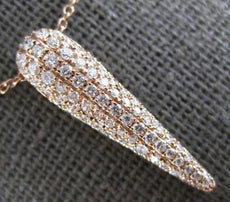 .45CT DIAMOND 14KT ROSE GOLD MULTI ROW ELONGATED TEAR DROP PAVE FLOATING PENDANT