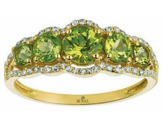 1.58CT DIAMOND & AAA PERIDOT 14K YELLOW GOLD 5 STONE GRADUATING ANNIVERSARY RING