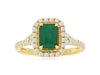 1.46CT DIAMOND & AAA EMERALD 14KT YELLOW GOLD ROUND & BAGUETTE FILIGREE FUN RING