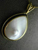 ESTATE LARGE AAA MOTHER OF PEARL & BLACK ONYX 14KT YELLOW GOLD TEAR DROP PENDANT