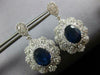 ESTATE EXTRA LARGE 10.13CT DIAMOND & AAA SAPPHIRE 18K WHITE GOLD FLOWER EARRINGS