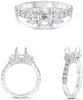 ESTATE 1.10CT DIAMOND 14KT WHITE GOLD 3D ROUND & OVAL SEMI MOUNT ENGAGEMENT RING