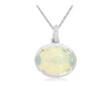 3.63CT DIAMOND & AAA OPAL 14KT WHITE GOLD 3D OVAL & ROUND MATTE & SHINY PENDANT
