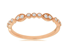 ESTATE .15CT DIAMOND 14KT ROSE GOLD 3D FILIGREE MARQUISE SHAPE ANNIVERSARY RING