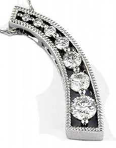 .50CT DIAMOND 14KT WHITE GOLD ROUND JOURNEY CHANNEL GRADUATING FLOATING PENDANT