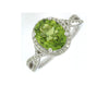 3.15CT DIAMOND & AAA PERIDOT 14KT WHITE GOLD OVAL & ROUND HALO ENGAGEMENT RING