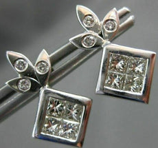 ANTIQUE .50CT DIAMOND 14K WHITE GOLD STAR CLUSTER FRIENDSHIP STUD EARRINGS #5272