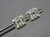 ESTATE 1.10CT DIAMOND 14KT WHITE GOLD PRINCESS & ROUND SQUARE HALO STUD EARRINGS