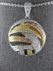 ESTATE .86CT DIAMOND 18KT TRI COLOR GOLD 3D CIRCULAR CRISS CROSS FUN PENDANT