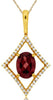 1.65CT DIAMOND & AAA RHODOLITE 14KT YELLOW GOLD OVAL & ROUND GEOMETRICAL PENDANT