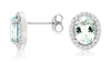 2.48CT DIAMOND & AAA AQUAMRINE 14K WHITE GOLD OVAL & ROUND CLASSIC STUD EARRINGS