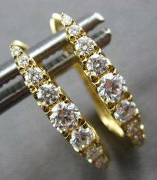 .55CT DIAMOND 18KT YELLOW GOLD ROUND OVAL HUGGIE HOOP LEVERBACK HANGING EARRINGS