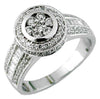 ESTATE 1.25CT DIAMOND 14KT WHITE GOLD 3D FLOWER BEZEL HALO FILIGREE LOVE RING