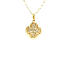 ESTATE .16CT DIAMOND 18KT YELLOW GOLD CLASSIC FLOWER FILIGREE FLOATING PENDANT