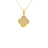 ESTATE .16CT DIAMOND 18KT YELLOW GOLD CLASSIC FLOWER FILIGREE FLOATING PENDANT