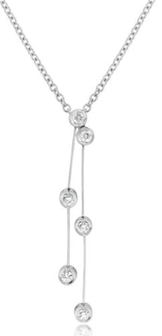 .34CT DIAMOND 14KT WHITE GOLD 3D ROUND 6 STONE BEZEL BY THE YARD LARIAT NECKLACE