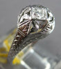 ANTIQUE ART DECO .05CT OLD MINE DIAMOND 18K WHITE GOLD 3D ENGAGEMENT RING #27469