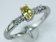 .38CT DIAMOND & AAA YELLOW SAPPHIRE 14KT WHITE GOLD OVAL & ROUND FRIENDSHIP RING