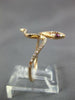 ESTATE .20CT DIAMOND & AAA RUBY 14KT ROSE GOLD 3D CLASSIC SNAKE FUN RING