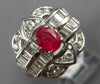 2.0CT DIAMOND & AAA RUBY 18KT WHITE GOLD OVAL ROUND & BAGUETTE ENGAGEMENT RING