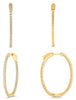 LARGE 2.0CT DIAMOND 14K YELLOW GOLD 3D INSIDE OUT HOOP OVAL FUN HANGING EARRINGS