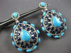 EXTRA LARGE 43.24CT DIAMOND & AAA SAPPHIRE & TURQUOISE 14KT WHITE GOLD EARRINGS