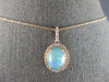 2.36CT DIAMOND & AAA AUSTRALIAN OPAL 14KT ROSE GOLD OVAL HALO FLOATING PENDANT