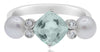 3.24CT DIAMOND & AAA GREEN AMETHYST & SOUTH SEA PEARL 14KT WHITE GOLD LOVE RING