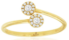 ESTATE .14CT DIAMOND 14KT YELLOW GOLD 3D CLASSIC FLOWER CRISS CROSS LOVE RING