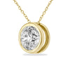 .75CT DIAMOND 14KT YELLOW GOLD 3D CLASSIC ROUND BEZEL SOLITAIRE FLOATING PENDANT