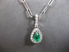 .92CT DIAMOND & AAA EMERALD 14K WHITE GOLD 3D PEAR SHAPE & ROUND CLASSIC PENDANT