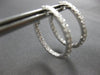 ESTATE 1CT DIAMOND 18K WHITE GOLD 3D ROUND INSIDE OUT OVAL HOOP HANGING EARRINGS