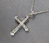 ESTATE .44CT DIAMOND 18KT WHITE GOLD 3D PRINCESS & ROUND CROSS FLOATING PENDANT