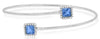 1.60CT DIAMOND & AAA BLUE TOPAZ 14KT WHITE GOLD PRINCESS & ROUND BANGLE BRACELET