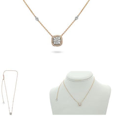 .41CT DIAMOND 14KT ROSE & WHITE GOLD ROUND BY THE YARD ADJUSTABLE LOVE NECKLACE