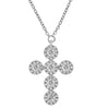 ESTATE .51CT DIAMOND 14K WHITE GOLD 3D CLASSIC MULTI FLORAL CROSS LARIAT PENDANT