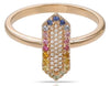 ESTATE .27CT DIAMOND & AAA MULTI COLOR SAPPHIRE 14K YELLOW GOLD HEXAGON FUN RING