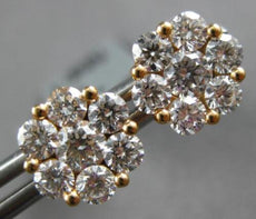 ESTATE LARGE 1.55CT DIAMOND 18KT ROSE GOLD ROUND FLOWER INVISIBLE STUD EARRINGS