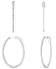 1.0CT DIAMOND 14K WHITE GOLD ROUND CLASSIC OVAL INSIDE OUT HOOP HANGING EARRINGS