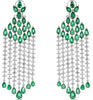 15.13CT DIAMOND & AAA EMERALD 18KT WHITE GOLD 3D CHANDELIER TEAR DROP EARRINGS