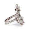 LARGE 2.33CT DIAMOND 18K WHITE GOLD 3D MULTI SHAPE DOUBLE FLOWER SQUARE FUN RING