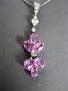 ESTATE 1.36CT DIAMOND & AAA PINK SAPPHIRE 14K WHITE GOLD FLOATING FLOWER PENDANT