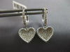 ESTATE .43CT DIAMOND 14KT WHITE GOLD 3D CLASSIC HEART LOVE HANGING EARRINGS